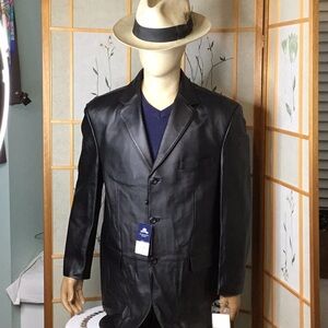 Classy Stafford Black Lamdskin inspire softness Leather Coat size Large